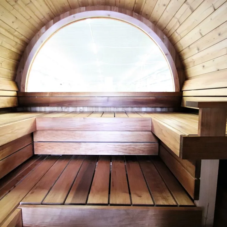 Tonneau sauna thermowood intérieur